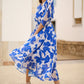 Yumi Navy Kimono Sleeves Midi Dip Hem Wrap Midi Dress