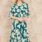 Yumi Green Kimono Sleeves Midi Dip Hem Wrap Midi Dress