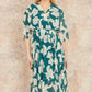 Yumi Green Kimono Sleeves Midi Dip Hem Wrap Midi Dress