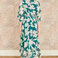 Yumi Green Kimono Sleeves Midi Dip Hem Wrap Midi Dress
