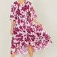 Yumi Pink Kimono Sleeves Midi Dip Hem Wrap Midi Dress