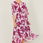 Yumi Pink Kimono Sleeves Midi Dip Hem Wrap Midi Dress