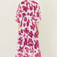 Yumi Pink Kimono Sleeves Midi Dip Hem Wrap Midi Dress