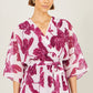 Yumi Pink Kimono Sleeves Midi Dip Hem Wrap Midi Dress
