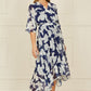 Yumi Navy Mesh Bird And Floral Print Midi Dress With Ruffles