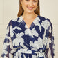 Yumi Navy Mesh Bird And Floral Print Midi Dress With Ruffles