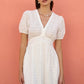 Yumi White Broderie Anglaise Midi Dress With Split Hemline