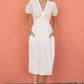Yumi White Broderie Anglaise Midi Dress With Split Hemline