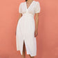 Yumi White Broderie Anglaise Midi Dress With Split Hemline