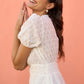 Yumi White Broderie Anglaise Midi Dress With Split Hemline