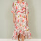 Yumi Ivory Vintage Floral Wrap Midi Dress With Frill