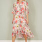 Yumi Ivory Vintage Floral Wrap Midi Dress With Frill