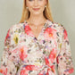 Yumi Ivory Vintage Floral Wrap Midi Dress With Frill