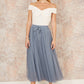 Yumi White Jersey Cotton Bardot Top With Knot Detail
