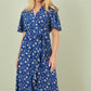 Yumi Blue Floral Wrap Dress With Frill Hem