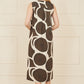 Yumi Brown Cotton Abstract Circle Trapeze Relaxed Midi Dress