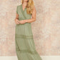 Yumi Green Viscose Lace Trim Wrap Maxi Dress