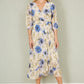 Yumi Cream Vintage Floral Wrap Midi Dress With Frill