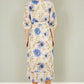 Yumi Cream Vintage Floral Wrap Midi Dress With Frill