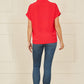 Yumi Red Stretch Relaxed Top With Collar