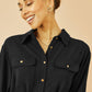 Yumi Black Stretch Midi Shirt Dress
