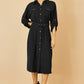 Yumi Black Stretch Midi Shirt Dress