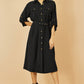 Yumi Black Stretch Midi Shirt Dress