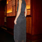 Yumi Black Metallic Pleated Frill Wrap Midi Dress