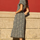 Yumi Brown Leopard Print Pleated Button Through Midi Dress