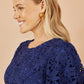 Yumi Navy Lace Midi Skater Dress