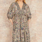 Yumi Multicolour Paisley Print Midi Kimono Dress With Tie Back