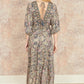 Yumi Multicolour Paisley Print Midi Kimono Dress With Tie Back