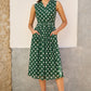 Yumi Green Polka Dot Mesh Wrap Skater Dress With Pockets
