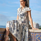 Yumi White Abstract Floral Midi Shirt Dress