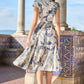 Yumi White Abstract Floral Midi Shirt Dress