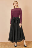 Yumi Black Sparkle Mesh Tulle Skirt With Satin Bow