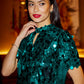 Yumi Green Big Sequin Tunic With Keyhole Neckline