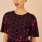 Yumi Burgundy Velour Spot Midi Skater Dress