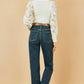 Yumi White Ribbed Knitted Top With Lace Sleeves
