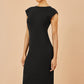Yumi Black Knitted Ruched Midi Dress