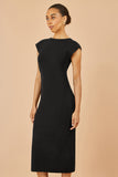 Yumi Black Knitted Ruched Midi Dress