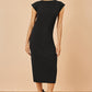 Yumi Black Knitted Ruched Midi Dress