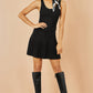 Yumi Black Knitted Pleated Mini Skirt