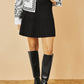 Yumi Black Knitted Pleated Mini Skirt