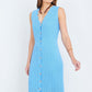 Yumi Blue Scallop Edge Crochet Knitted Midi Dress