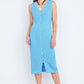 Yumi Blue Scallop Edge Crochet Knitted Midi Dress