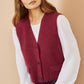 Yumi Burgundy Knitted Pullover Waistcoat