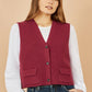Yumi Burgundy Knitted Pullover Waistcoat