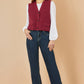 Yumi Burgundy Knitted Pullover Waistcoat