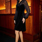 Yumi Black Velvet Pussy bow Sheer Sleeves Skater Dress